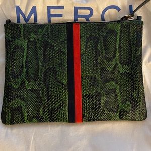 Brand New (never used) Clare V - Leather Fern Miró Snake - Flat Clutch w/ Tabs